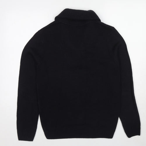 River Island Mens Black V-Neck Acrylic Pullover Jumper Size S Long Sleeve