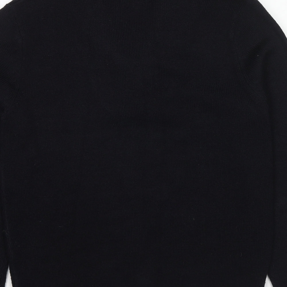 River Island Mens Black V-Neck Acrylic Pullover Jumper Size S Long Sleeve