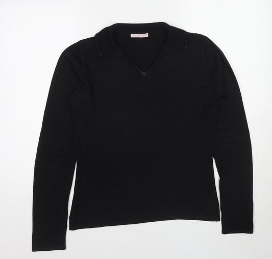Long Tall Sally Womens Black Collared Acrylic Pullover Jumper Size 10 - Size 10-12