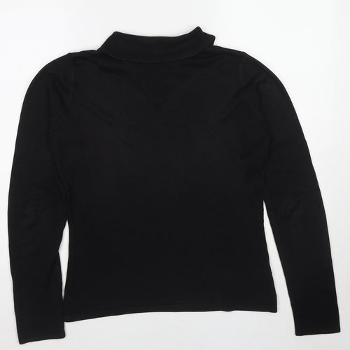 Long Tall Sally Womens Black Collared Acrylic Pullover Jumper Size 10 - Size 10-12