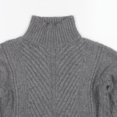 Massimo Dutti Womens Grey High Neck Wool Pullover Jumper Size XS