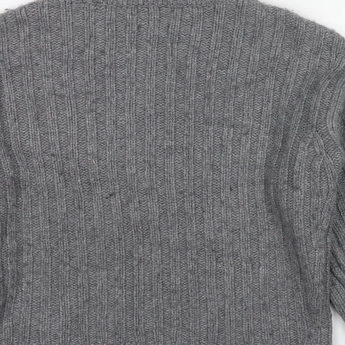 Massimo Dutti Womens Grey High Neck Wool Pullover Jumper Size XS