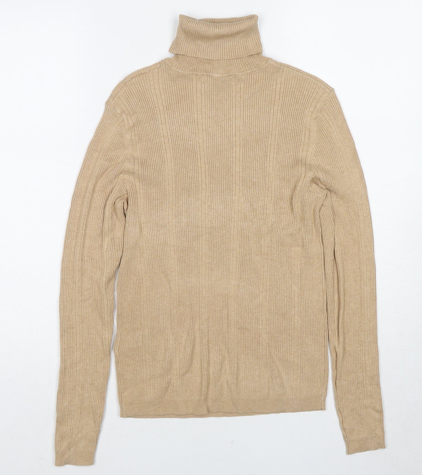 Marks and Spencer Womens Beige Roll Neck Viscose Pullover Jumper Size 10
