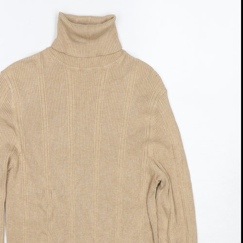 Marks and Spencer Womens Beige Roll Neck Viscose Pullover Jumper Size 10
