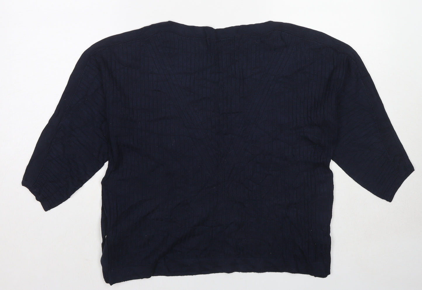 Marks and Spencer Womens Blue Round Neck Viscose Pullover Jumper Size M