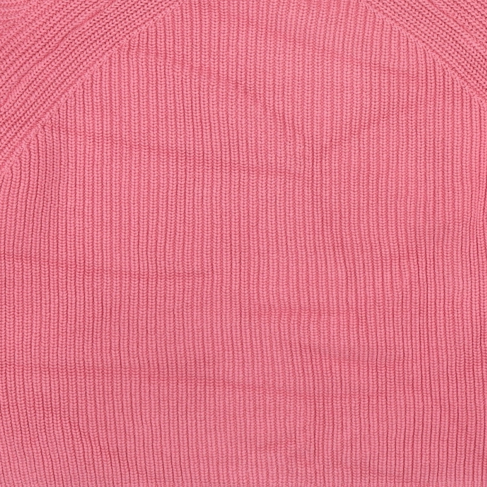 Marks and Spencer Womens Pink Round Neck Cotton Pullover Jumper Size M