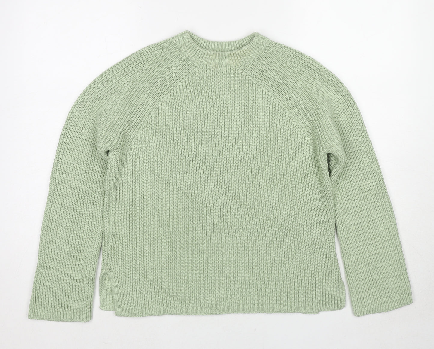 Marks and Spencer Womens Green Round Neck Cotton Pullover Jumper Size S