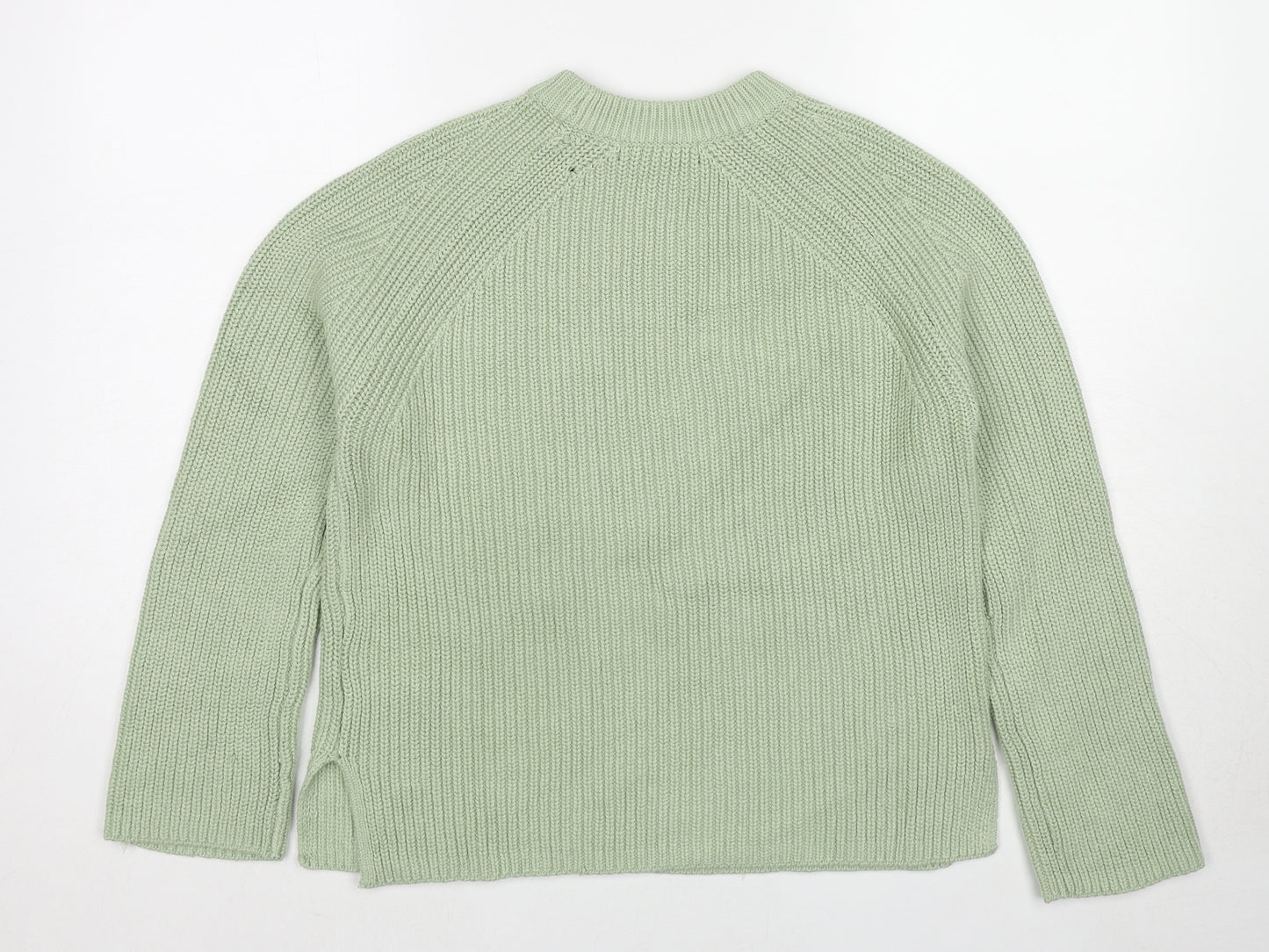 Marks and Spencer Womens Green Round Neck Cotton Pullover Jumper Size S