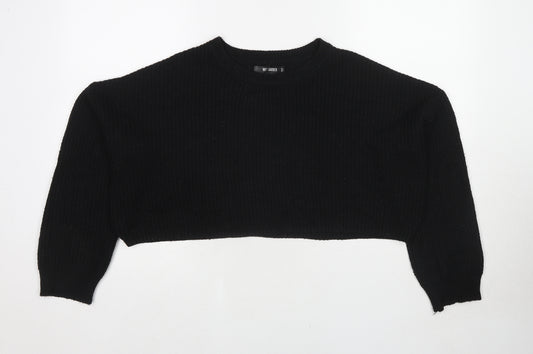 Missguided Womens Black Round Neck Polyester Pullover Jumper Size S - Size S-M Cropped