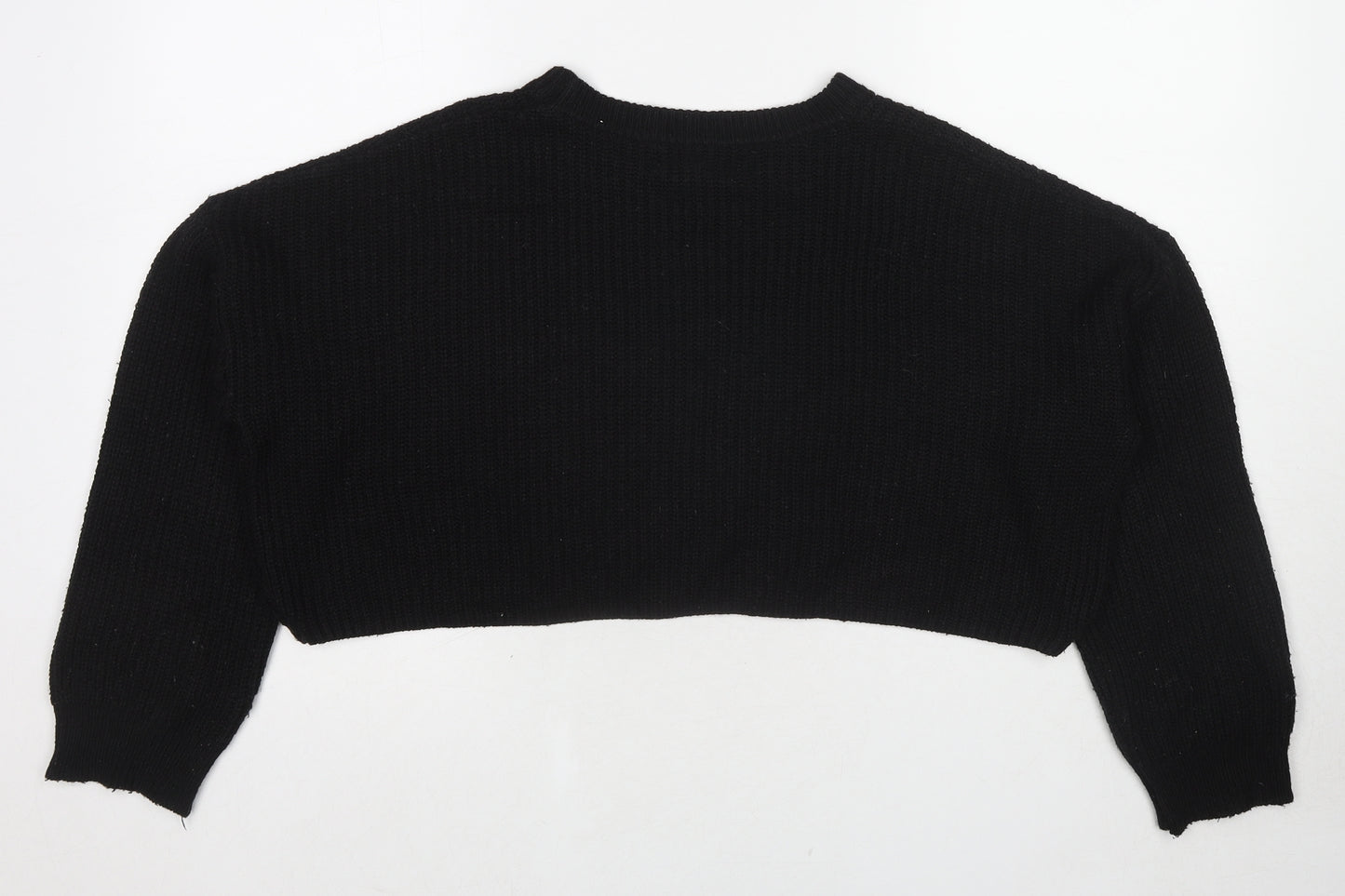Missguided Womens Black Round Neck Polyester Pullover Jumper Size S - Size S-M Cropped