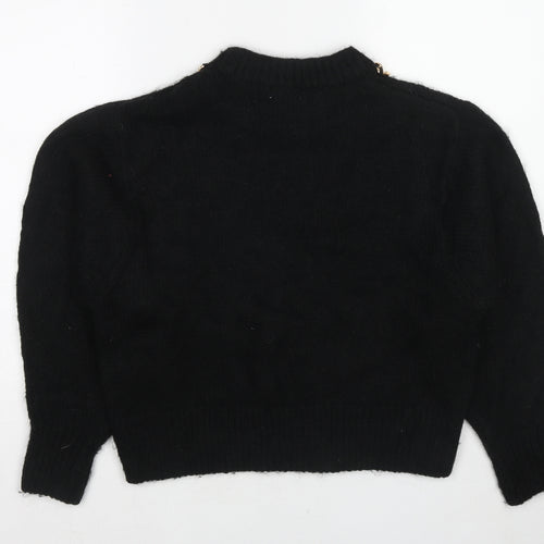 H&M Womens Black Mock Neck Acrylic Pullover Jumper Size S - Chain Neck Detail