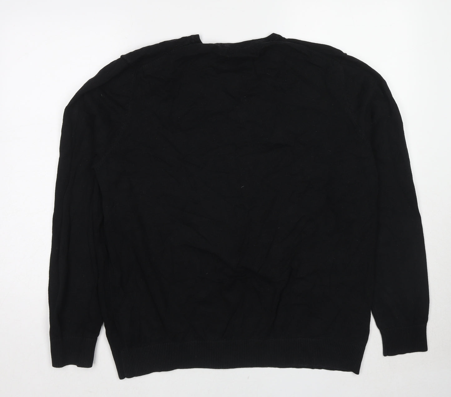 Burton Mens Black V-Neck Cotton Pullover Jumper Size 2XL Long Sleeve