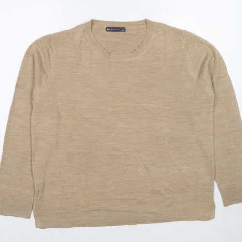 Marks and Spencer Womens Beige Round Neck Acrylic Pullover Jumper Size 20