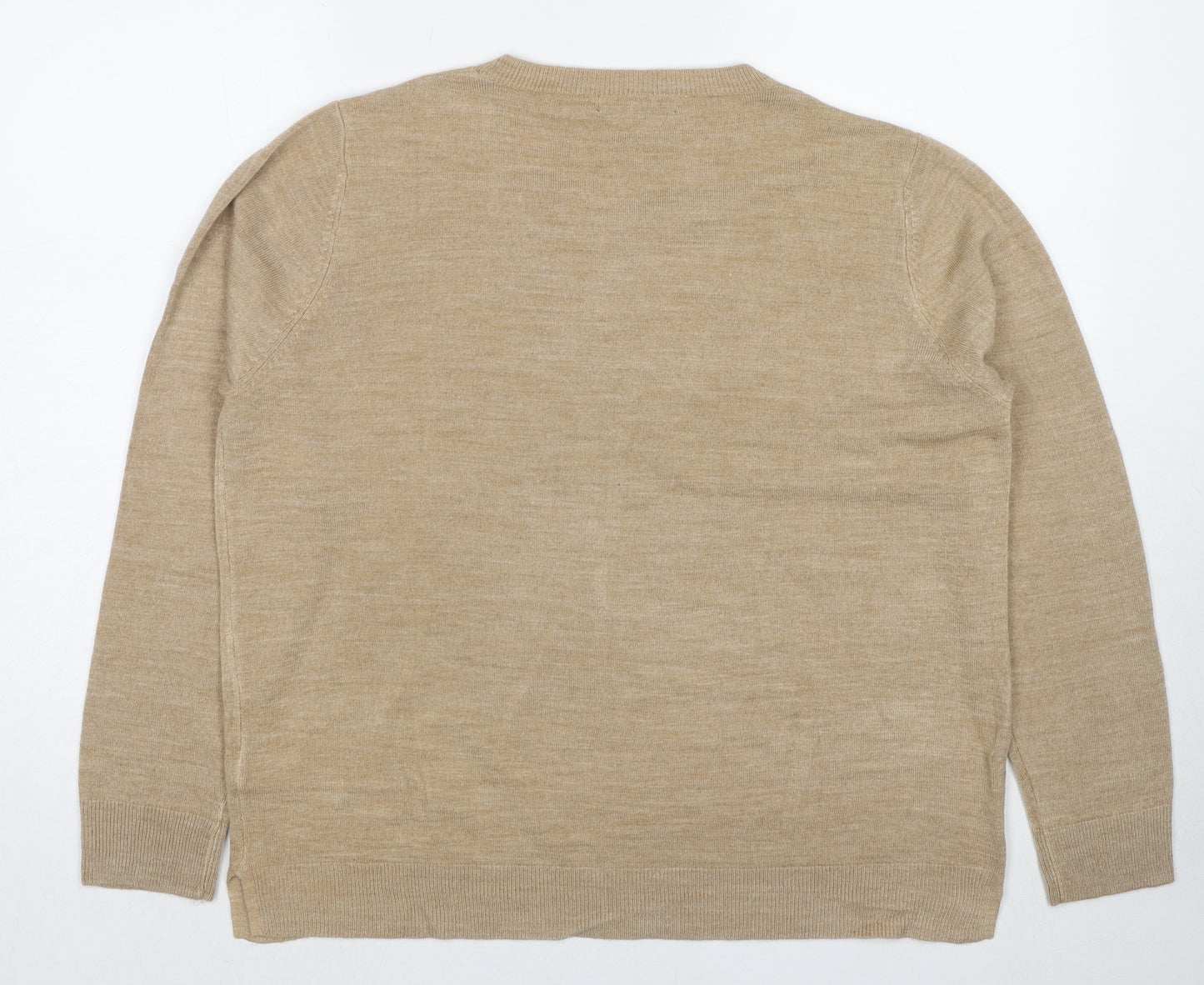 Marks and Spencer Womens Beige Round Neck Acrylic Pullover Jumper Size 20