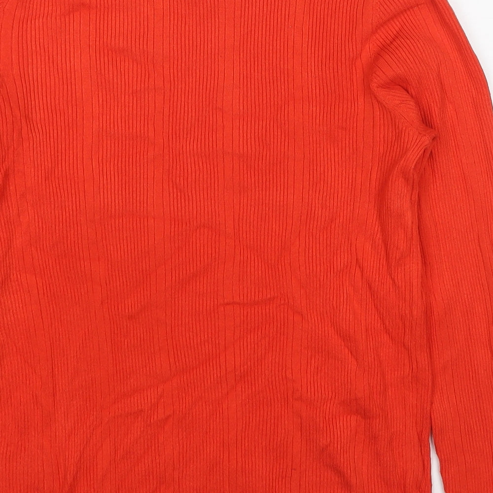 Marks and Spencer Womens Red Round Neck Viscose Pullover Jumper Size 14