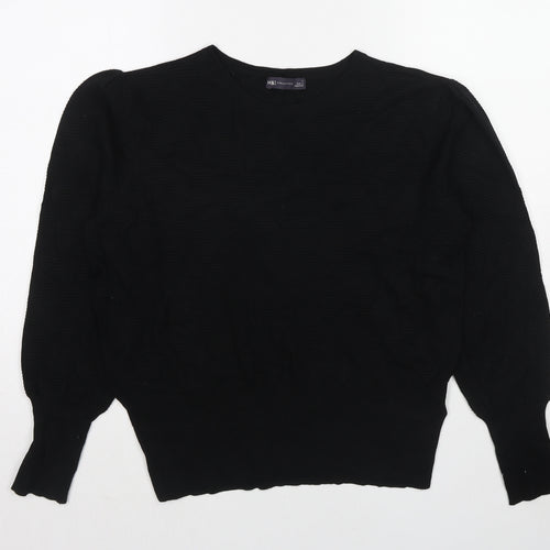 Marks and Spencer Womens Black Round Neck Viscose Pullover Jumper Size L