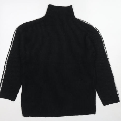Marks and Spencer Womens Black High Neck Polyester Pullover Jumper Size S