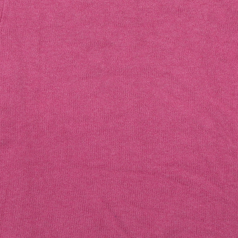 Classic Womens Pink Round Neck Cotton Pullover Jumper Size 14