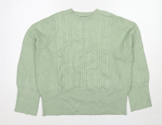 Marks and Spencer Womens Green Round Neck Viscose Pullover Jumper Size M