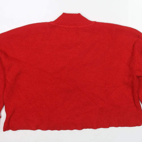 Mango Womens Red High Neck Polyester Pullover Jumper Size M