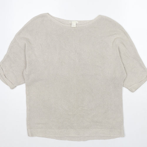 H&M Womens Beige Round Neck Acrylic Pullover Jumper Size S