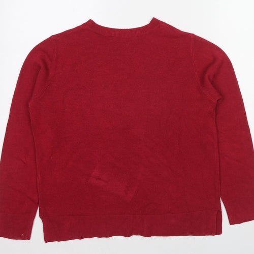 Marks and Spencer Womens Red Round Neck Acrylic Pullover Jumper Size 14