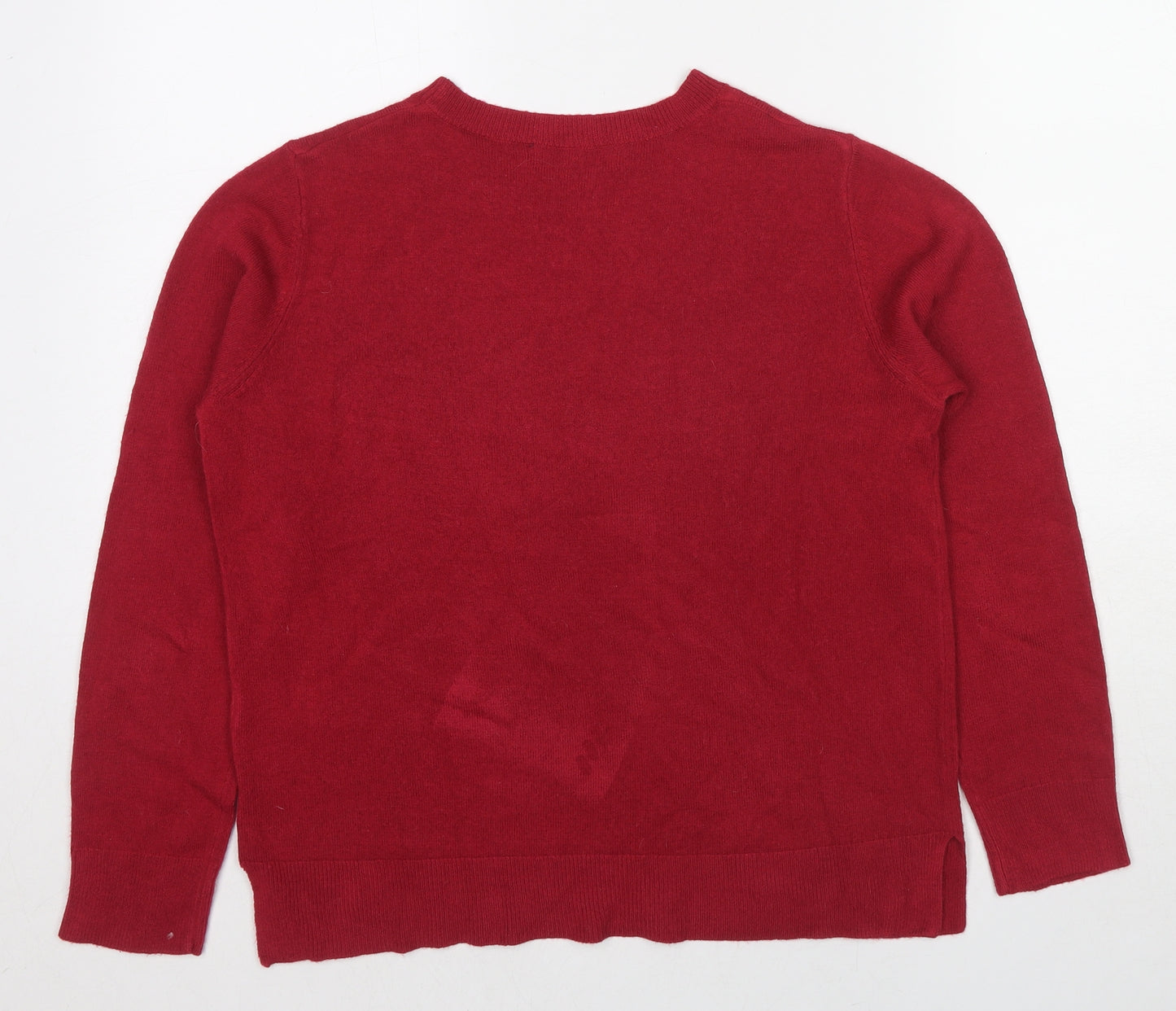 Marks and Spencer Womens Red Round Neck Acrylic Pullover Jumper Size 14