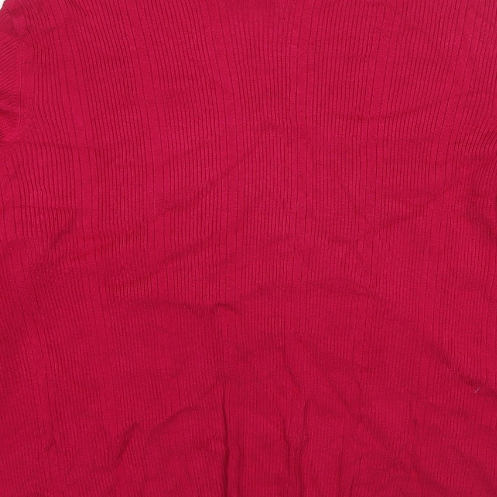 Marks and Spencer Womens Pink Roll Neck Polyester Pullover Jumper Size 22