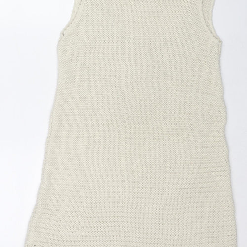 River Island Womens Ivory Acrylic Tank Dress Size 14 Round Neck Pullover