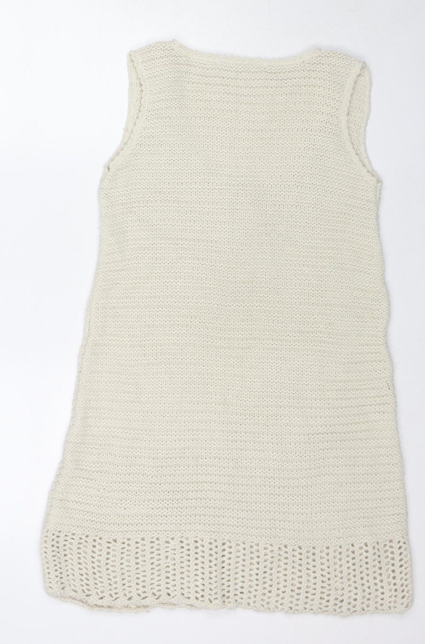 River Island Womens Ivory Acrylic Tank Dress Size 14 Round Neck Pullover