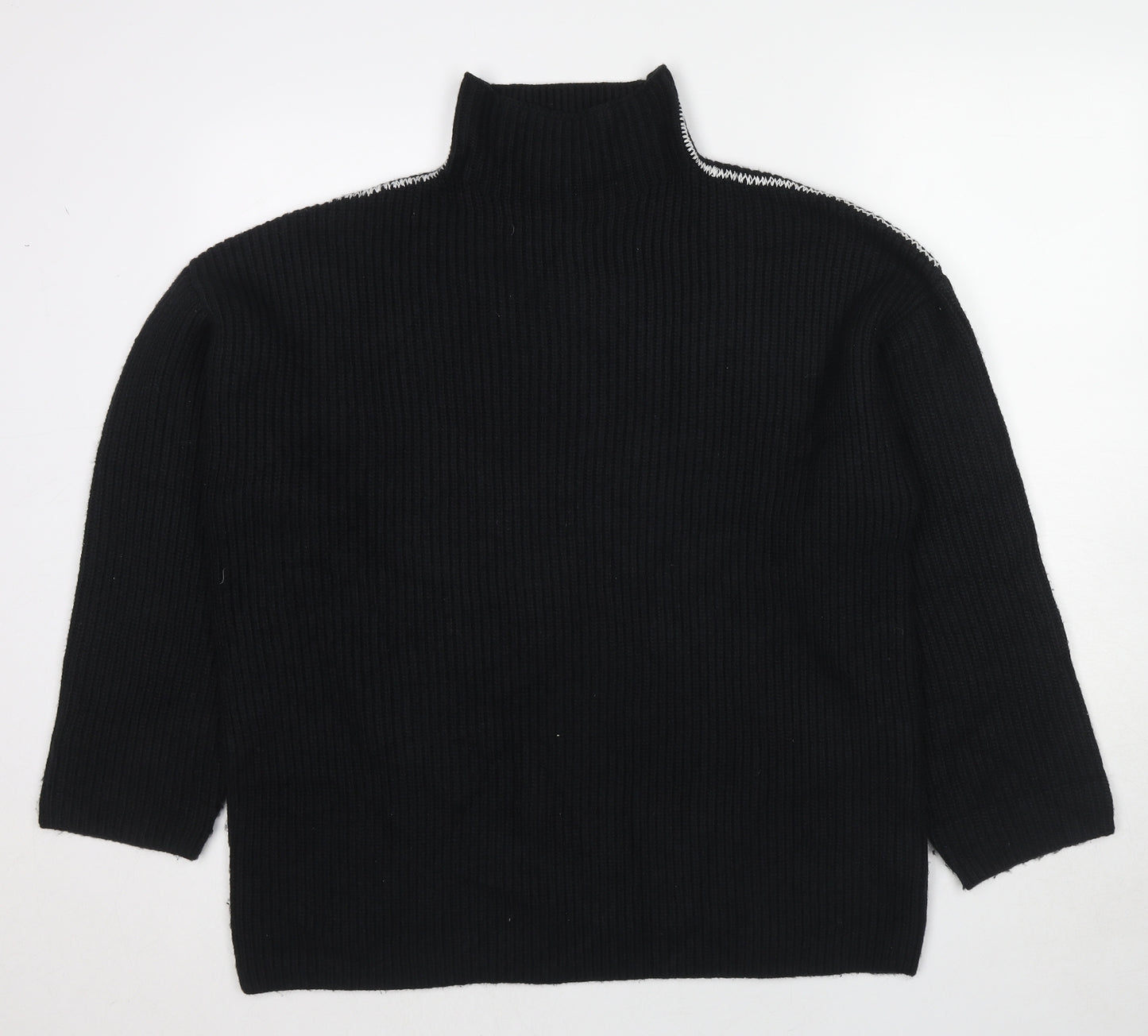 Marks and Spencer Womens Black High Neck Polyester Pullover Jumper Size L