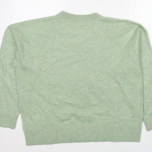 Marks and Spencer Womens Green V-Neck Acrylic Pullover Jumper Size L