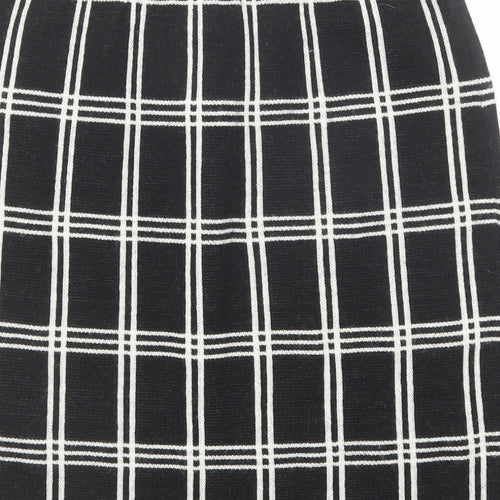 Kenar Womens Black Check Acrylic A-Line Skirt Size S