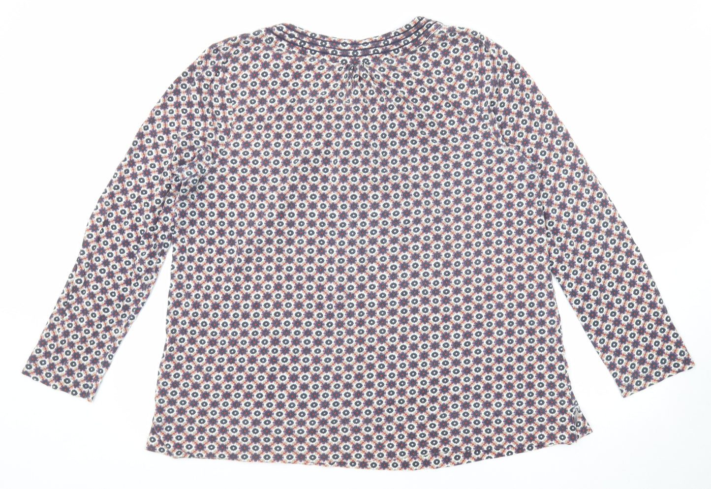 DASH Womens Multicoloured Geometric Cotton Basic T-Shirt Size 20 Boat Neck