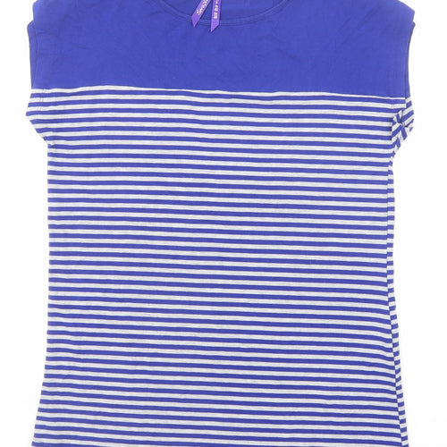 Seraphine Womens Blue Striped Viscose Basic T-Shirt Size 10 Boat Neck