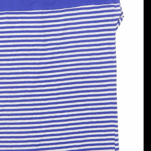 Seraphine Womens Blue Striped Viscose Basic T-Shirt Size 10 Boat Neck