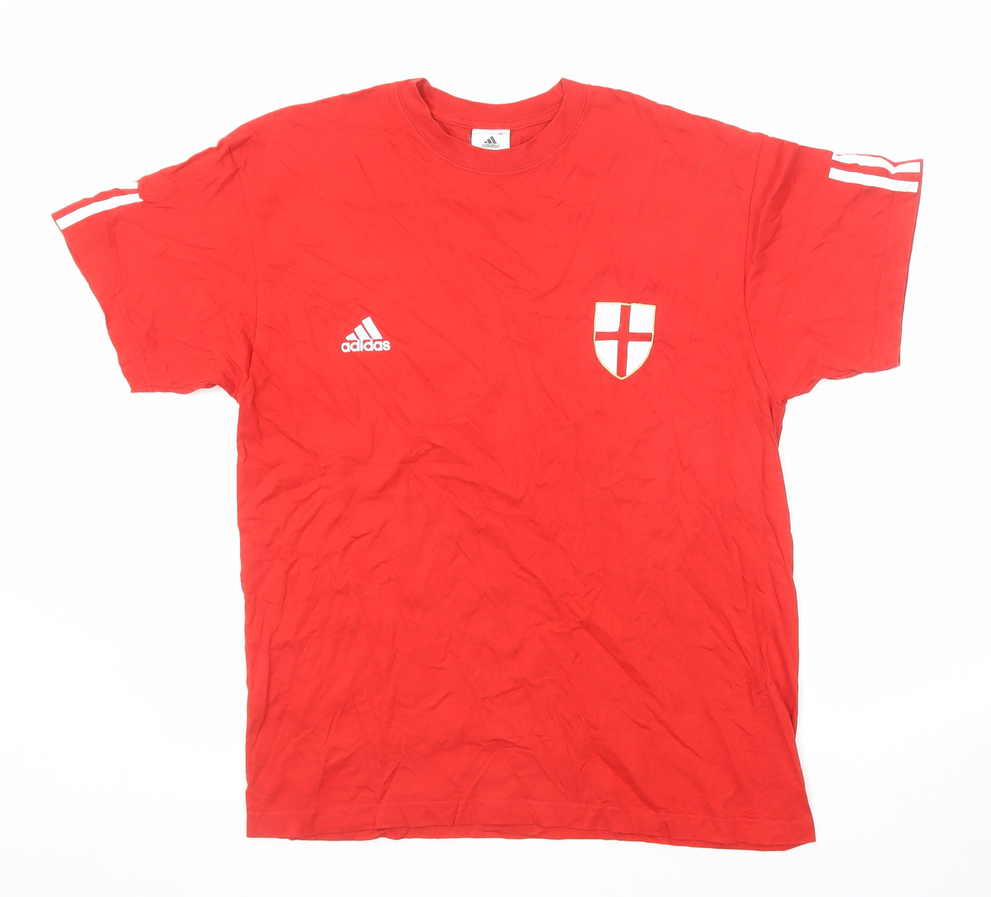 adidas Mens Red Cotton T-Shirt Size L Round Neck - England