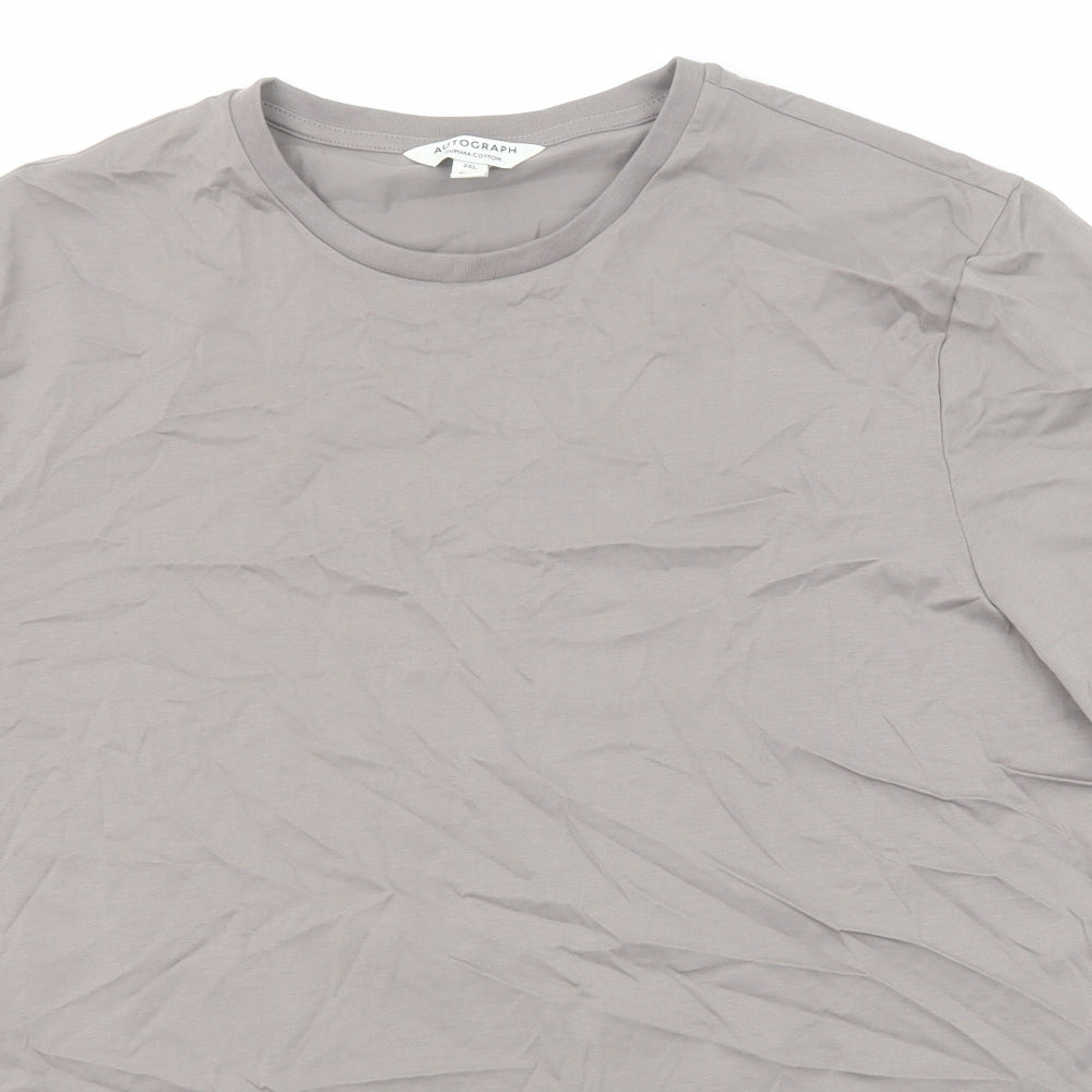 Autograph Mens Grey Cotton T-Shirt Size 2XL Round Neck