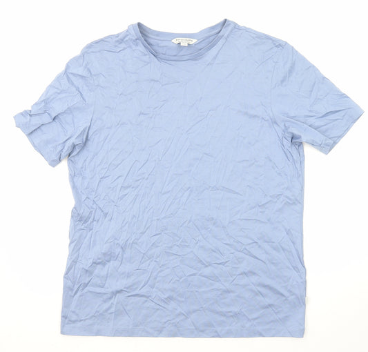 Autograph Mens Blue Cotton T-Shirt Size L Round Neck