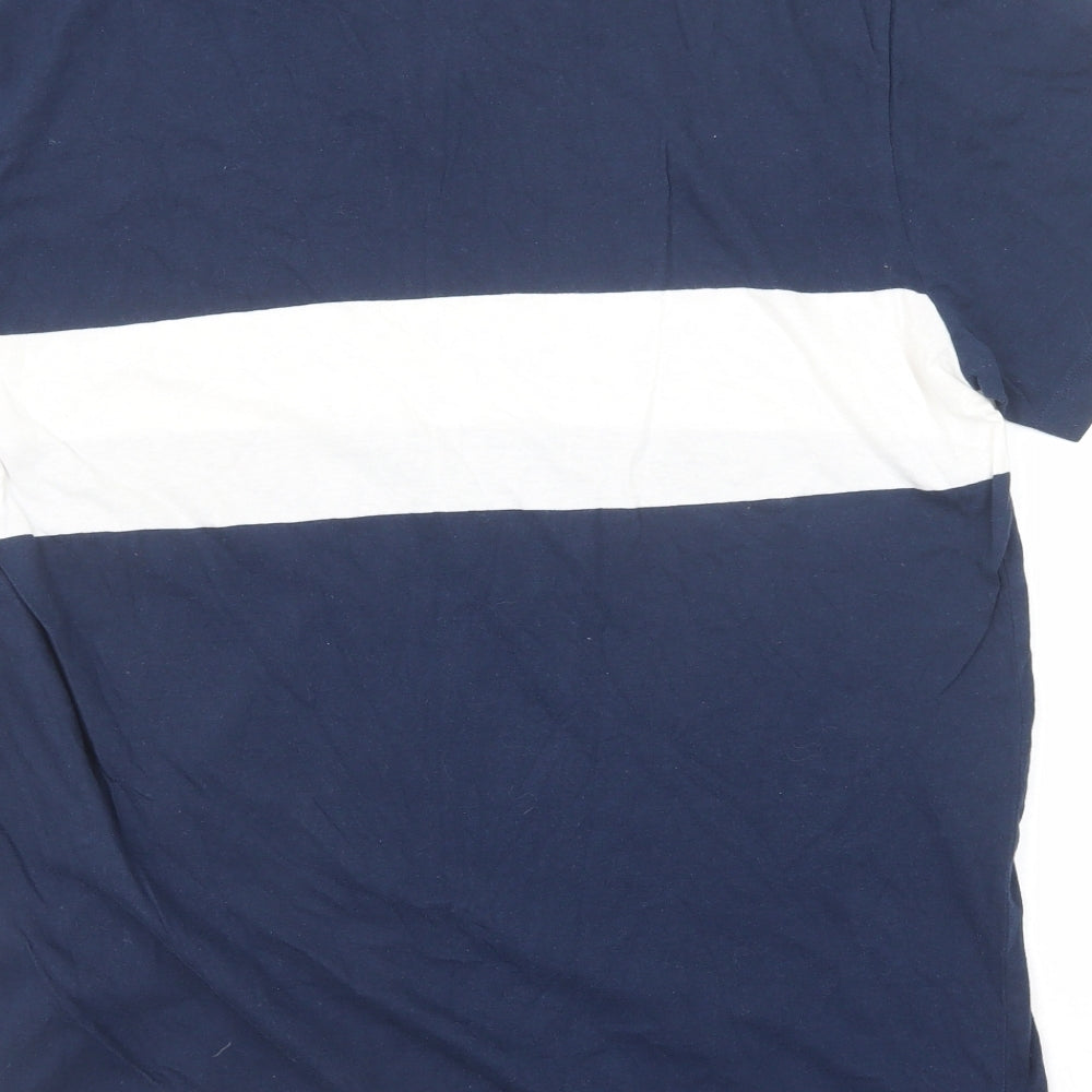 Gap Mens Blue Colourblock Cotton T-Shirt Size XL V-Neck Pullover - Stripe