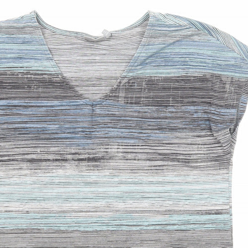 fransa Womens Multicoloured Geometric Polyester Basic T-Shirt Size S V-Neck