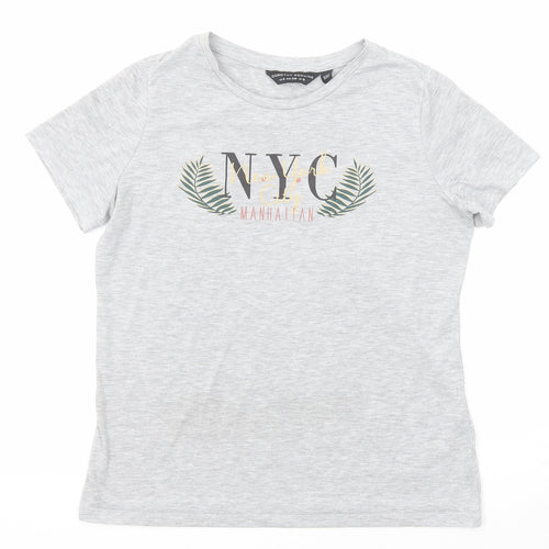 Dorothy Perkins Womens Grey Polyester Basic T-Shirt Size 8 Round Neck - N.Y.C Manhattan