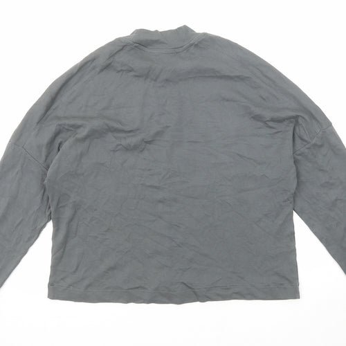 Mango Womens Grey Polyester Basic T-Shirt Size XS Mock Neck