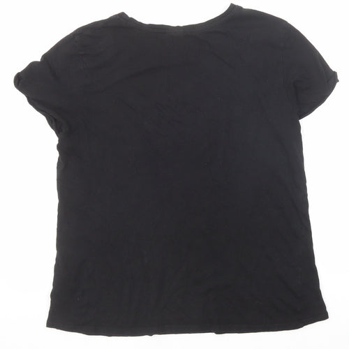 Divided by H&M Womens Black Cotton Basic T-Shirt Size M Round Neck - Queen