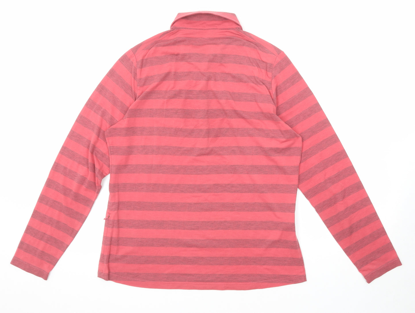 Rohan Womens Red Striped Polyester Basic Polo Size 14 Collared