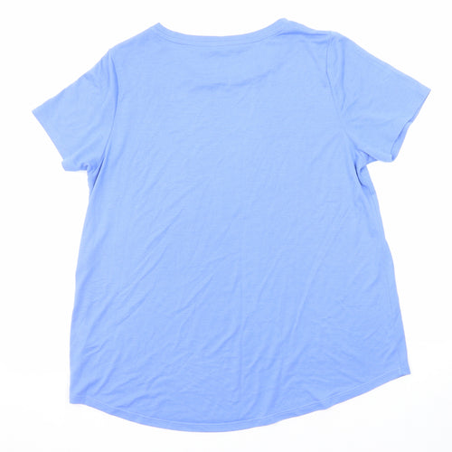Marks and Spencer Womens Blue Polyester Basic T-Shirt Size 14 Round Neck