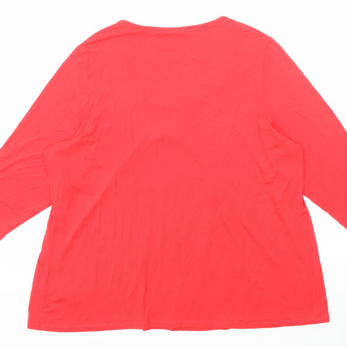 Marks and Spencer Womens Red Viscose Basic Blouse Size 24 Round Neck