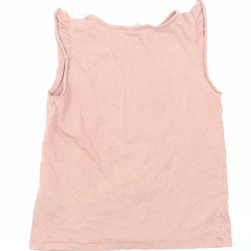 H&M Girls Pink Cotton Basic Tank Size 8 Years Round Neck Pullover - Size 8-10 Years, Cat Print