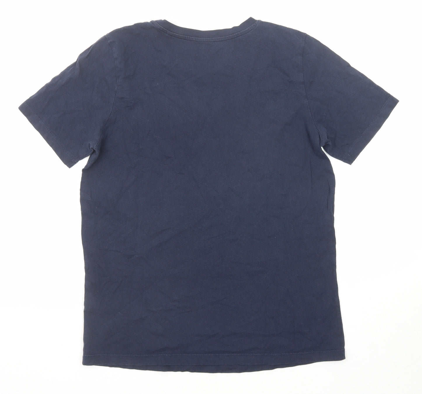 Marks and Spencer Womens Blue Cotton Basic T-Shirt Size 10 Round Neck - All In This Together