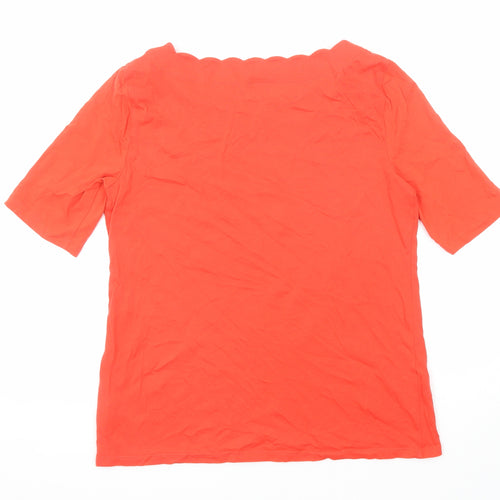 Talbots Womens Orange Cotton Basic T-Shirt Size M Round Neck